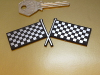 Crossed Chequered Flag Self Adhesive Bike/Car Badge. 4".