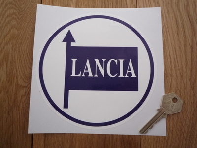 Lancia Blue & White Circular Sticker. 6".
