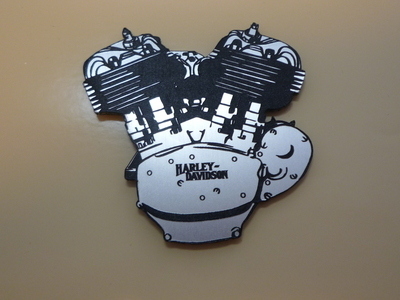 HD V-Twin Motorcycle Engine Style Laser Cut Magnet. 2.25"