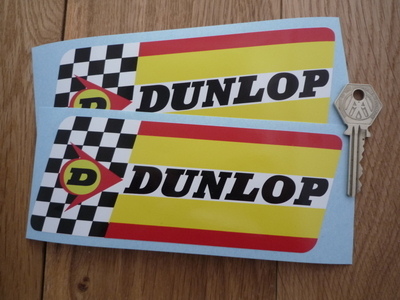 Dunlop Thick Check & Stripes White Band Stickers. 170 x 65mm Pair.