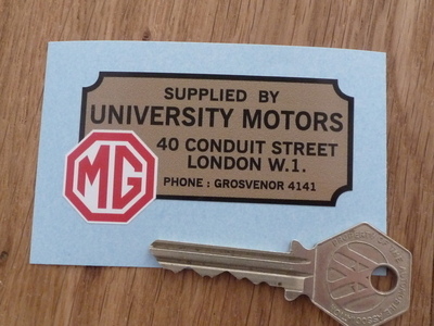MG University Motors London Plaque Style Dealers Sticker - 2.75"