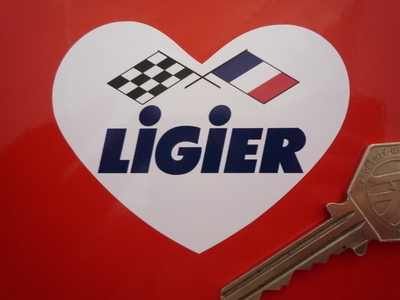 Ligier Heart Shaped Crossed Flags Sticker. 3
