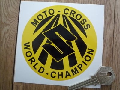 Suzuki Moto-Cross World-Champion Sticker. 3", 4" or 6".