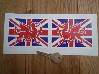 Welsh Dragon on Union Jack Stickers. 1.25