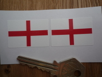 St George's Cross Oblong English England Flag Stickers. 38mm Pair.