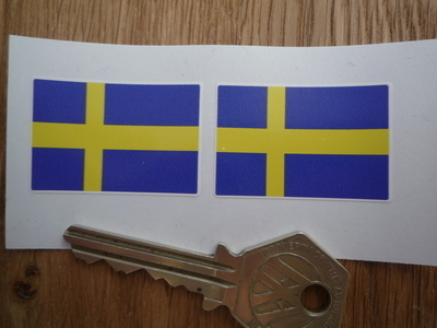 Sweden Flag Oblong Swedish Stickers. 1.5