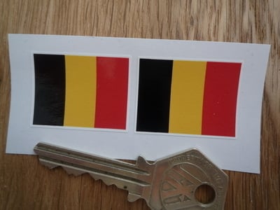 Belgian Flag Oblong Belgium Stickers. 33mm Pair.