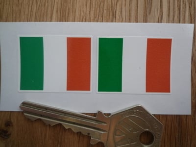 Irish Flag Oblong Ireland Stickers. 33mm Pair.