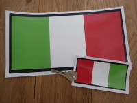 Italian Tricolore Flag Black Border Oblong Sticker. 4.5" or 10.5".