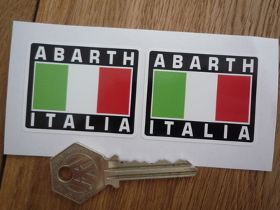 Abarth Italia Tricolore Style Stickers. 2" Pair.