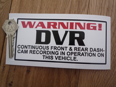 DVR Dash-Cam Recording Warning White Static Cling Sticker. 6".