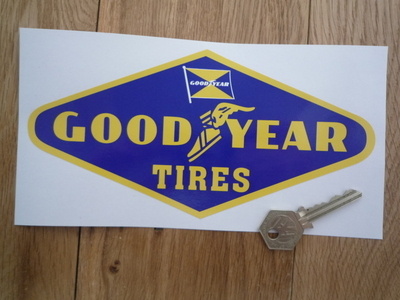 Goodyear Tires Yellow on Dark Blue with Flag Diamond Sticker. 8