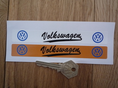 Volkswagen VW Blue Logo Number Plate Dealer Cover Stickers. 140mm Pair.