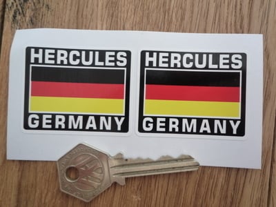 Hercules Germany German Flag Style Stickers. 2" Pair.