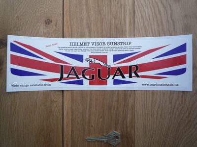 Jaguar Union Jack Style Helmet Visor Sunstrip Sticker. 12".