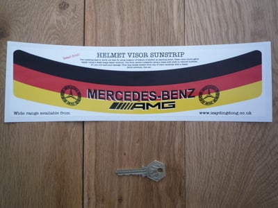 Mercedes Benz AMG Tricolour Style Helmet Visor Sunstrip Sticker. 12".