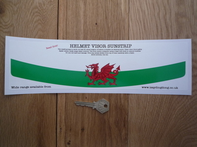 Wales Red Dragon Flag Helmet Visor Sunstrip Sticker. 12".