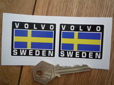 Volvo Sweden Swedish Flag Style Stickers. 2" Pair.