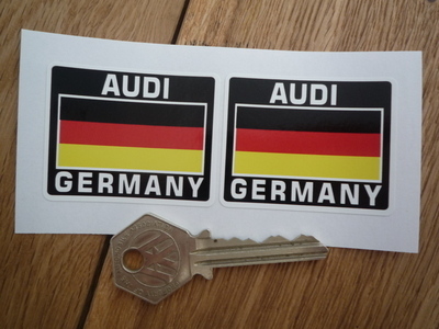 Audi Germany Tricolour Style Stickers. 2" Pair.
