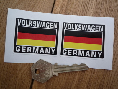Volkswagen Germany Tricolour Style Stickers. 2" Pair.