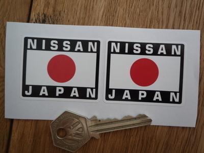 Nissan Japan Hinomaru Style Stickers. 2" Pair.