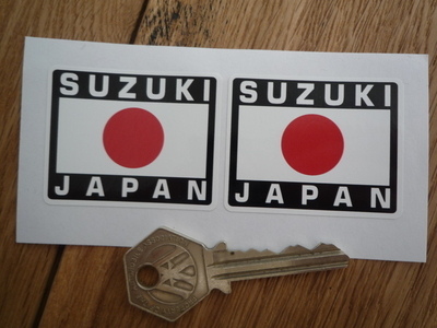 Suzuki Japan Hinomaru Style Stickers. 2" Pair.