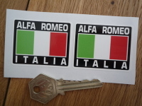 Alfa Romeo Italia Tricolore Style Stickers. 2" Pair.