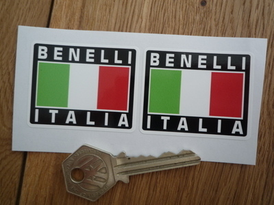 Benelli Italia Tricolore Style Stickers. 2" Pair.