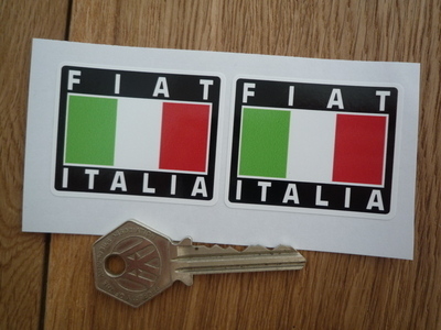 Fiat Italia Tricolore Style Stickers. 2" Pair.
