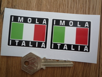 Imola Italia Tricolore Style Stickers. 2" Pair.