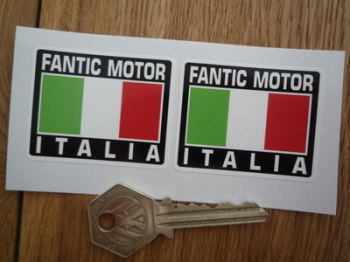 Fantic Motor Italia Tricolore Style Stickers. 2" Pair.