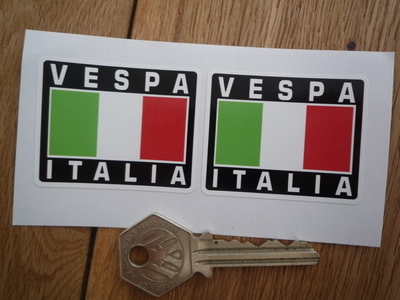 Vespa Italia Tricolore Style Stickers. 2" Pair.