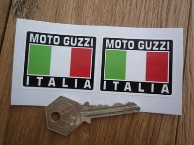 Moto Guzzi Italia Tricolore Style Stickers. 2" Pair.