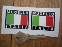 Mugello Italia Tricolore Style Stickers. 2" Pair.