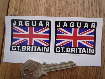 Jaguar Great Britain Union Jack Style Stickers. 1" or 2" Pair.