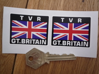 TVR Great Britain Union Jack Style Stickers. 2" Pair.