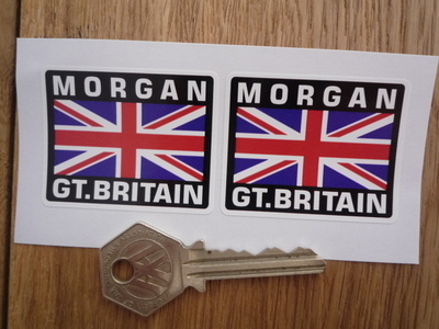 Morgan Great Britain Union Jack Style Stickers. 2" Pair.