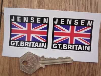 Jensen Great Britain Union Jack Style Stickers. 2" Pair.