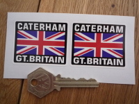 Caterham Great Britain Union Jack Style Stickers. 2" Pair.