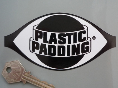 Plastic Padding Black & White Shaped Logo Sticker. 5",  9" or 12".