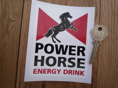 Power Horse Energy Drink Oblong Logo Sticker. 4.5".