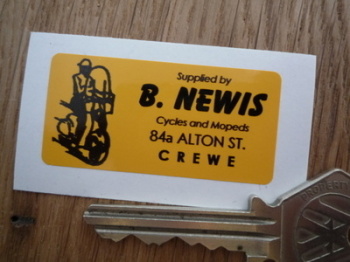 B. Newis Crewe Cycles & Mopeds Dealers Sticker. 2".