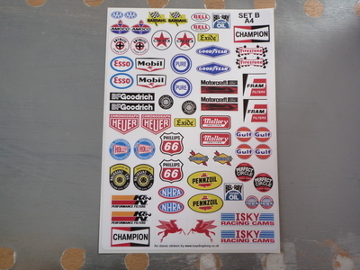 Model Racing Slot Car Sticker Set B. American.