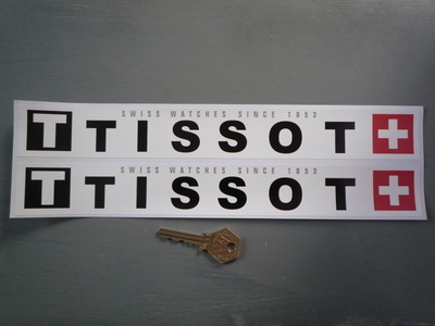 Tissot Swiss Watch Sponsors Stickers. 4" or 12" Pair.