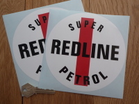 Redline Super Petrol Circular Stickers. 4" or 6" Pair.