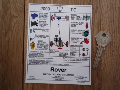 Rover P6 2000 TC Under Bonnet Service Info Special Offer Sticker. 5