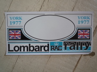 RAC Lombard Rally York 1977 Plate Sticker. 18".