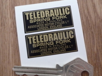 Teledraulic Spring Fork Made in England Stickers. 1.5" Pair.