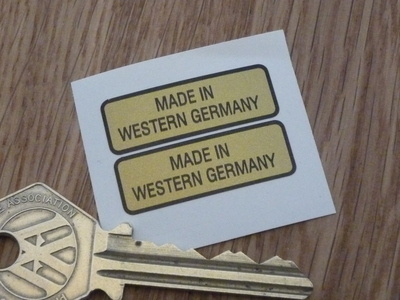 Made in Western Germany Black & Gold Oblong Stickers. 1.25
