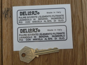 Dellorto Italian Filter Wash Instruction Stickers. 80mm Pair.